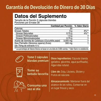 Paquete Capsulas de Aceite Semillas de Calabaza