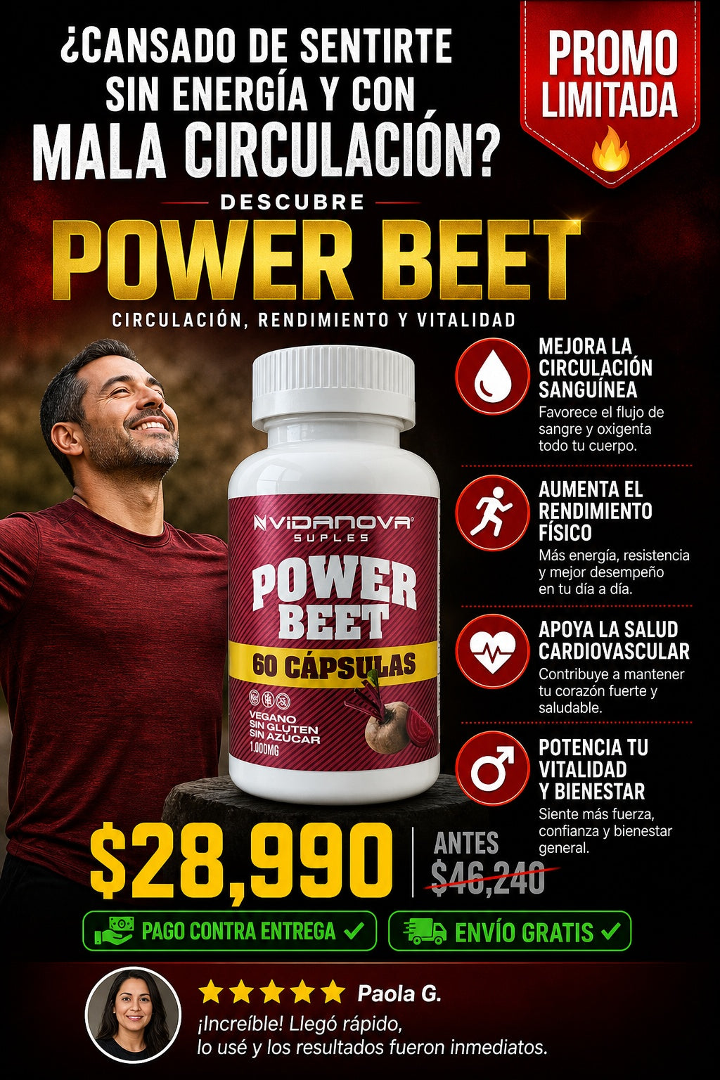 capsulas de betarraga powerbeet para la ciurculacion del pene y rendimiento con tu pareja - imagen 3